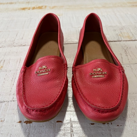 Coach Opal Pebbled Leather Loafers size 7.5 Coral Salmon Slip On Shoes - Picture 2 of 13